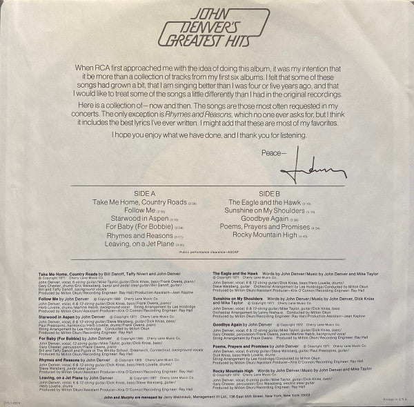 John Denver's Greatest Hits